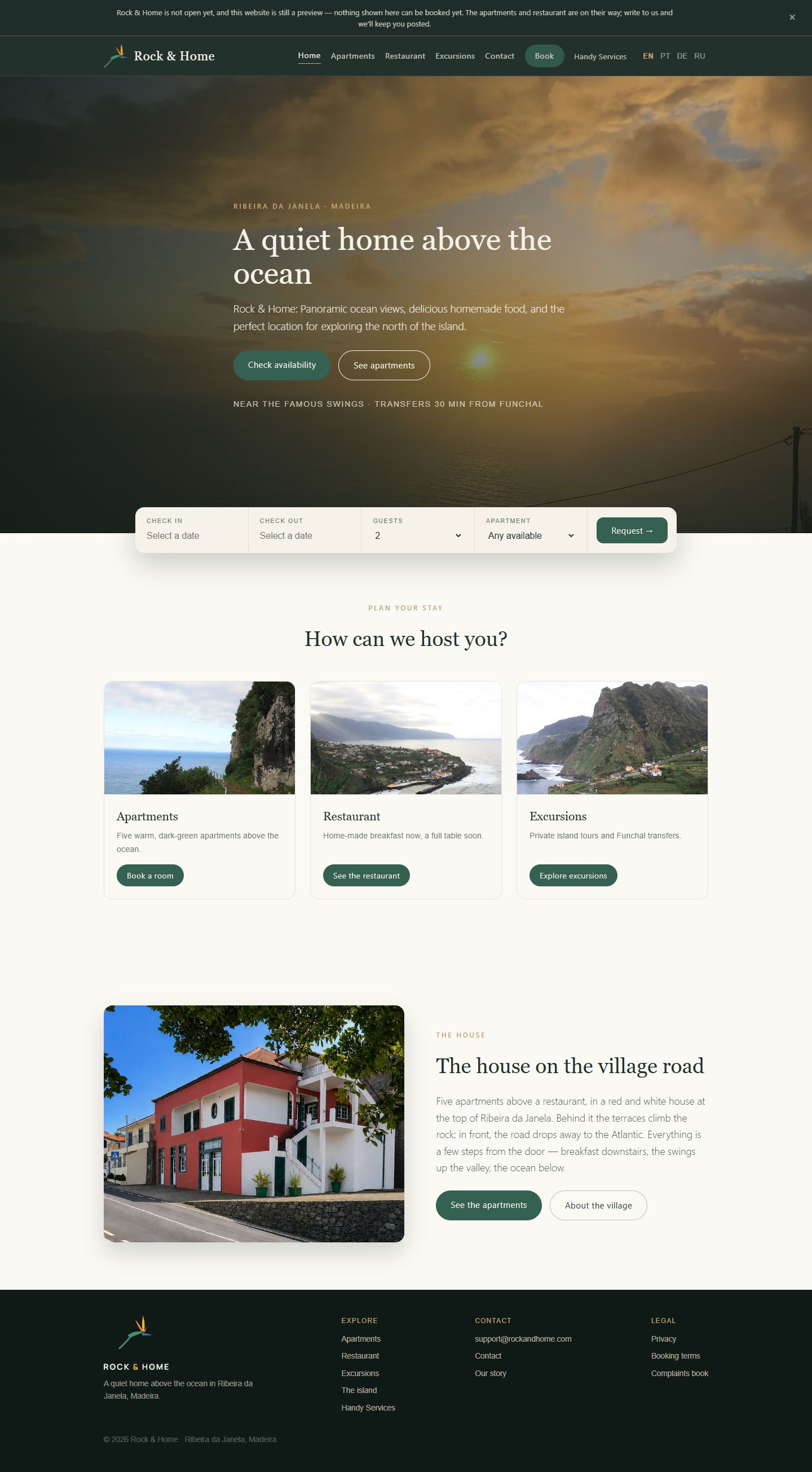 Rock & Home Guesthouse Website website preview
