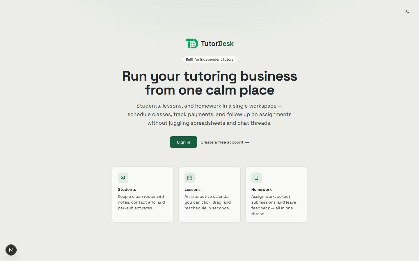 TutorDesk website preview